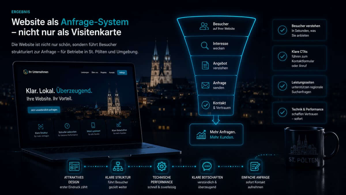 Conversion-orientierte Website-Struktur für KMU in St. Pölten mit klarer Besucherführung und Anfragefokus