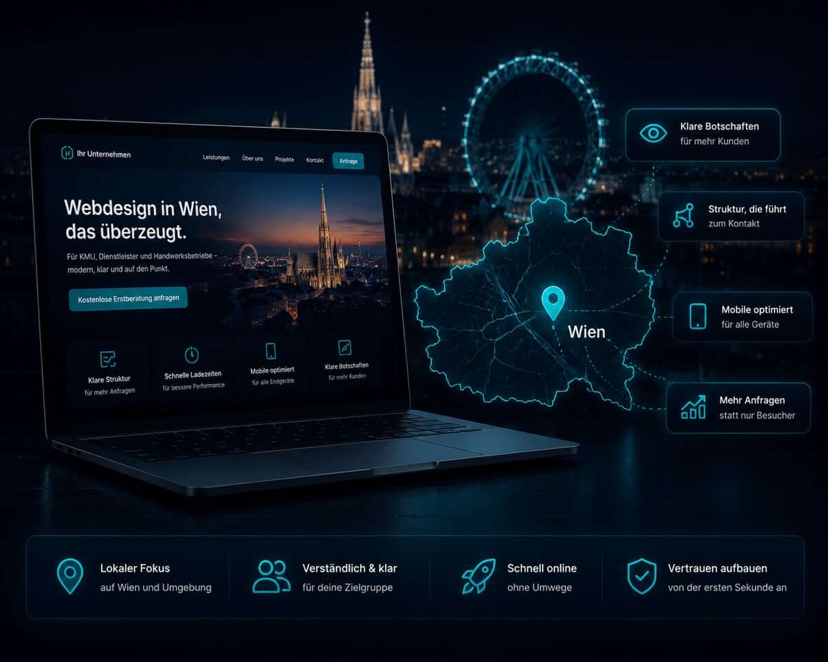 Webdesign für KMU in Wien mit regionaler Website-Struktur und klarer Anfrageführung